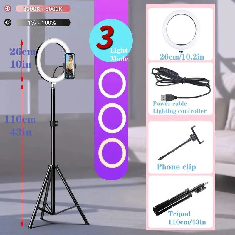 Professional LED Ring Light Kit with Bluetooth Remote for Makeup, Photography, and Video Creation