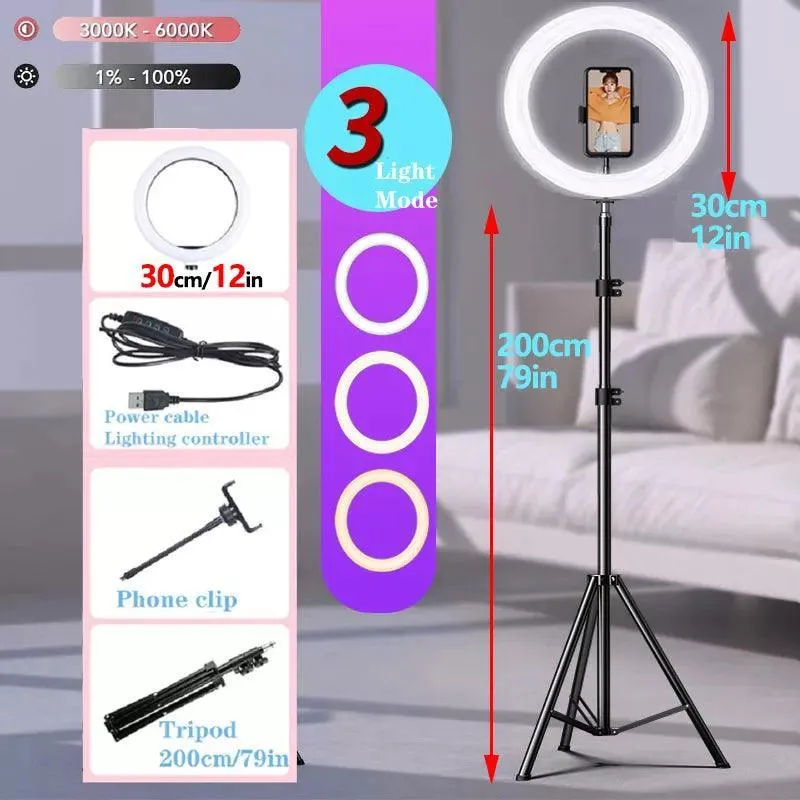 Professional LED Ring Light Kit with Bluetooth Remote for Makeup, Photography, and Video Creation