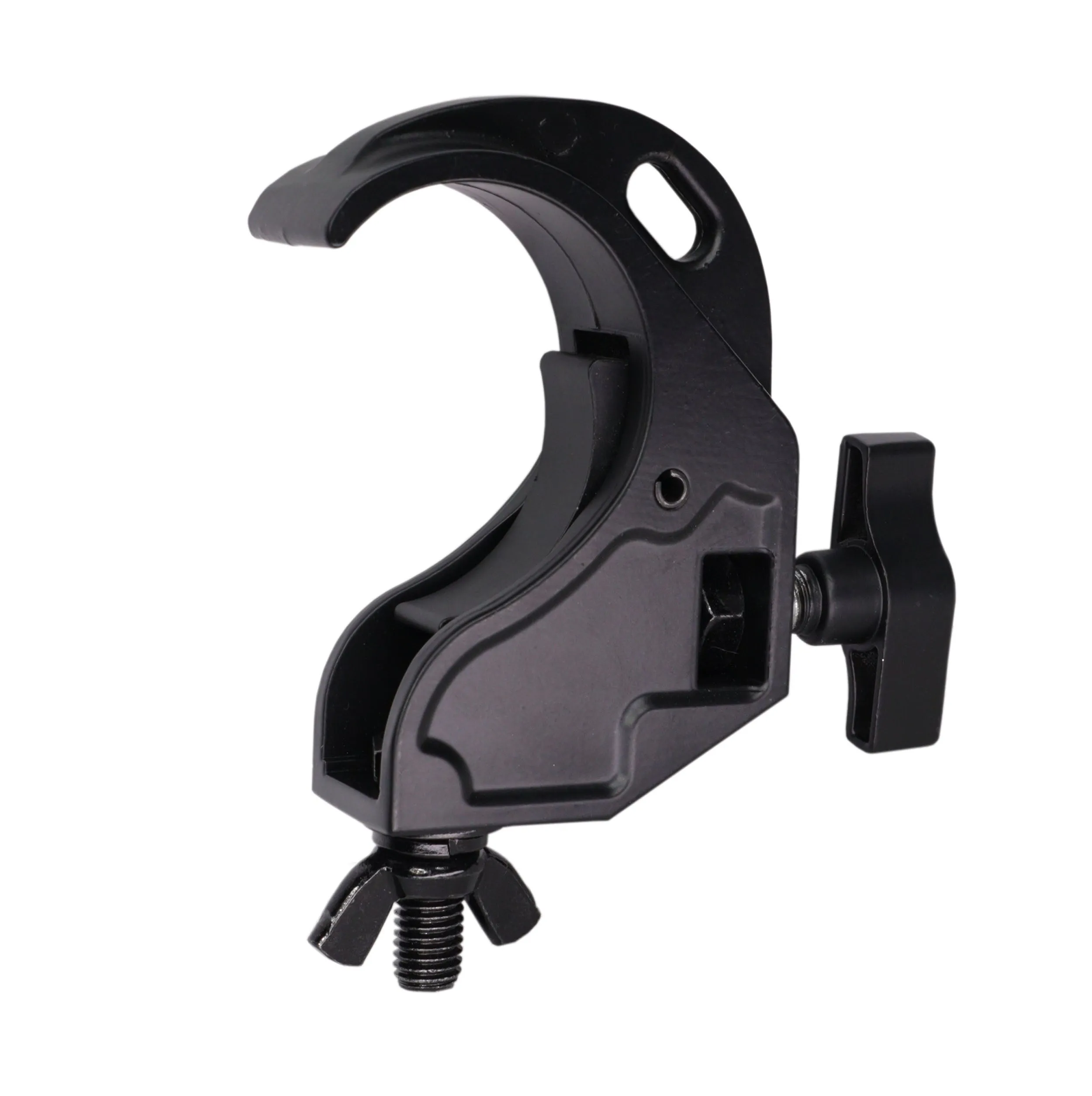 ProX T-C16H-BLK Aluminum Hook Style M10 Clamp with Big Wing Knob for 2" Truss Tube Capacity 45 Lbs. Black Finish