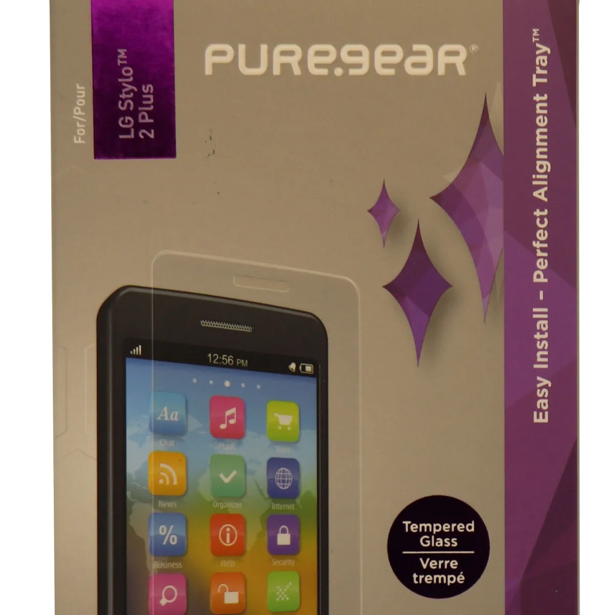 PureGear HD Tempered Glass Screen Protector with Tray for LG Stylo 2 Plus