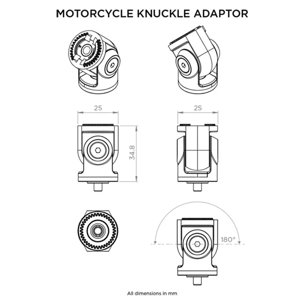 Quad Lock Motorcycle Knuckle Adaptor