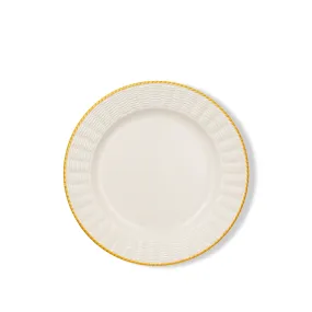 Rattan Effect Hand-Painted Amber Rim Dinner Plate, 27cm