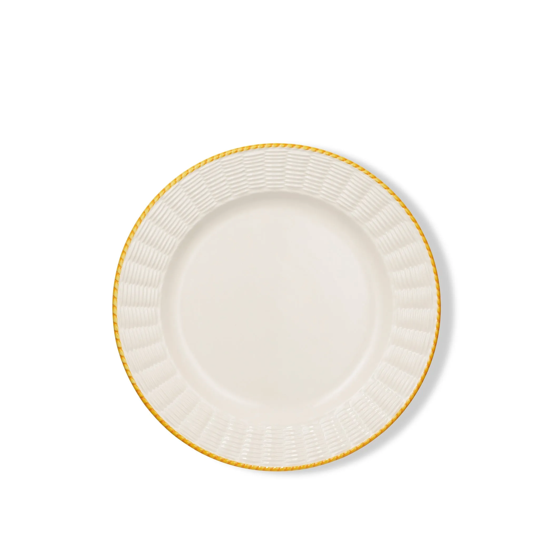 Rattan Effect Hand-Painted Amber Rim Dinner Plate, 27cm