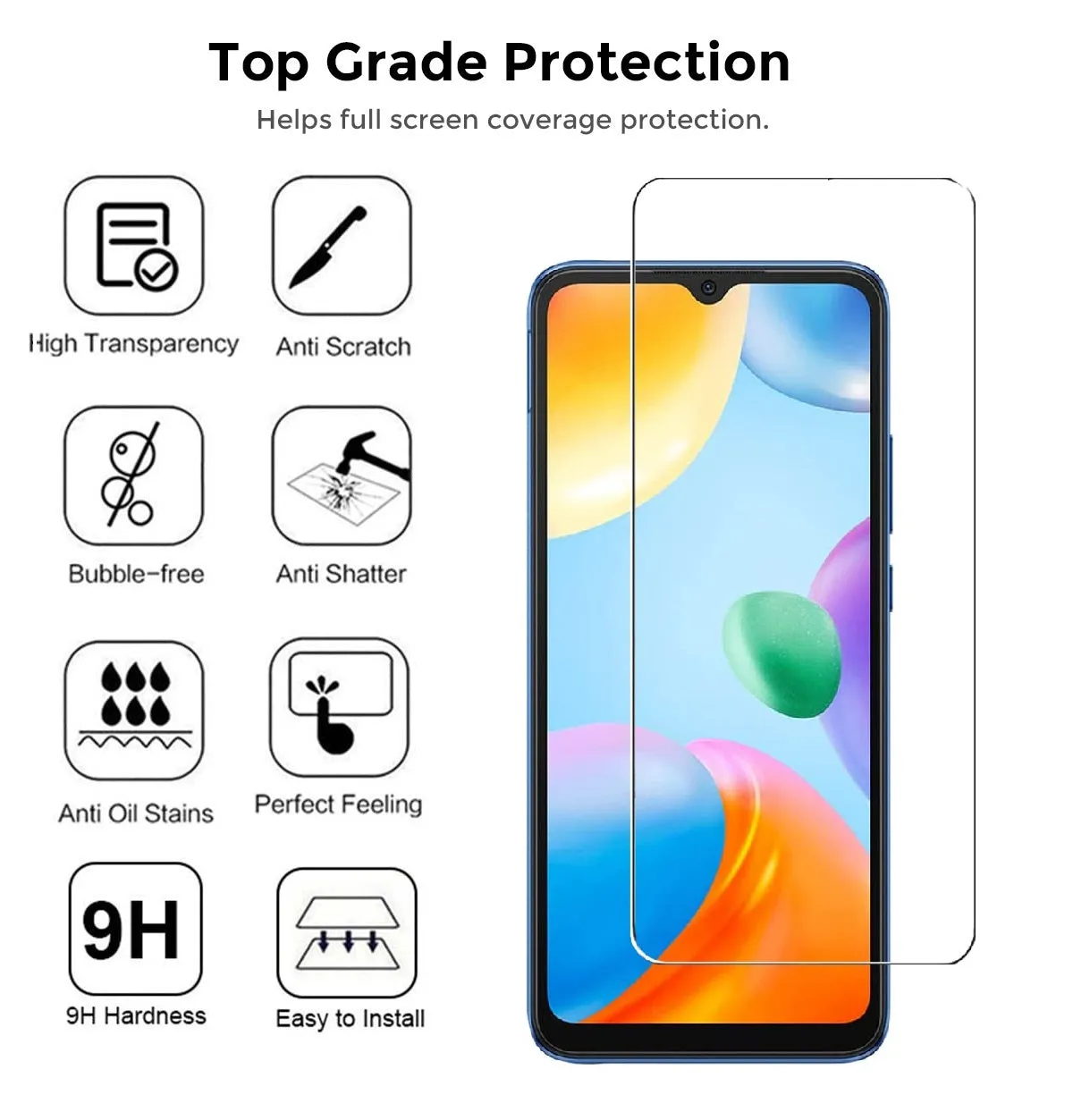 Redmi 10C Screen Protector| Tempered Glass|2 Per Pack