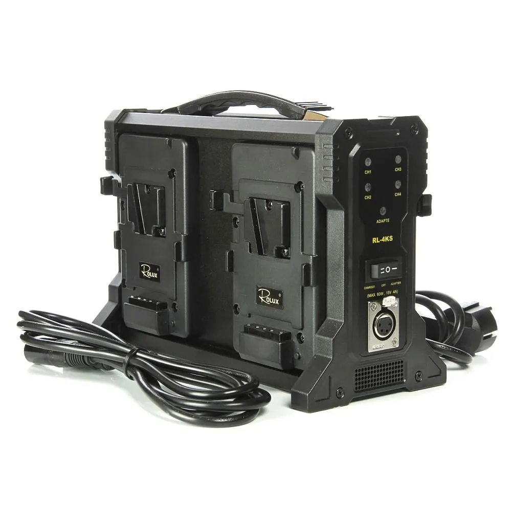 Rolux RL-4KS 4-Channel V-mount Li-ion Battery Charger