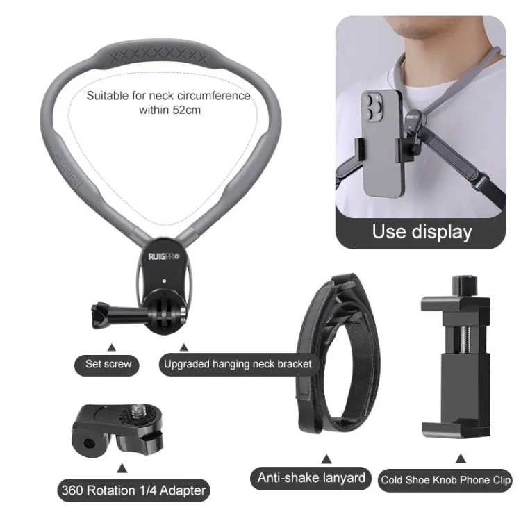 RUIGPRO Lazy Neck Bracket POV View Mount With Phone Clamp & Adapter