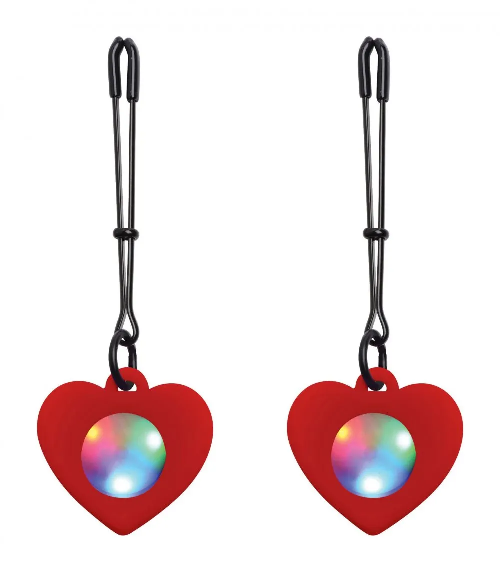 Silicone Light Up Heart Tweezer Nipple Clamps