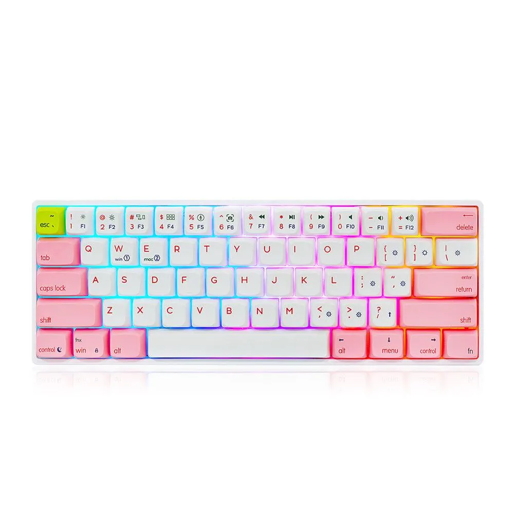 Skyloong GK61 SK61 60% Wired Mechanical Gaming Keyboard White/Pink Colour