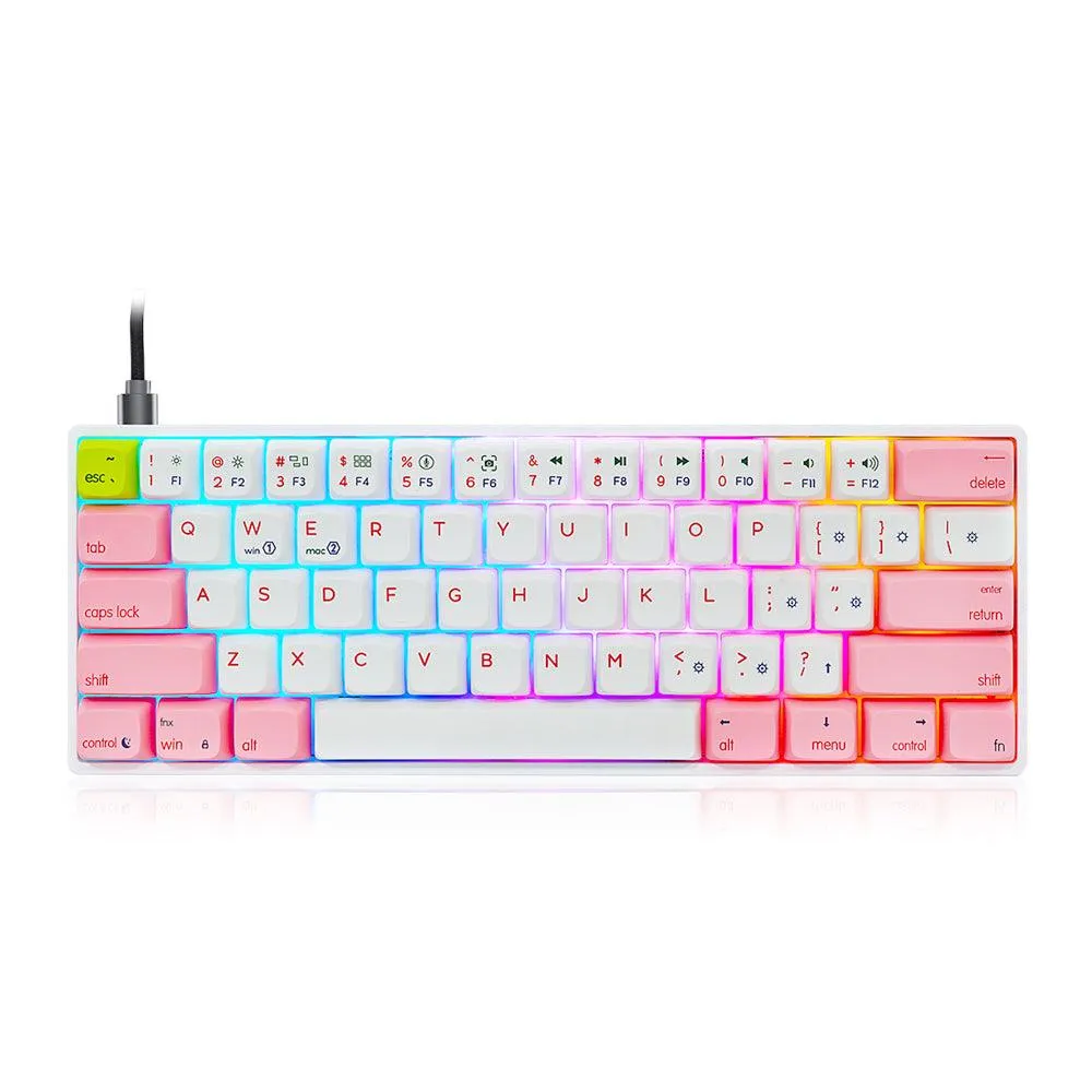 Skyloong GK61 SK61 60% Wired Mechanical Gaming Keyboard White/Pink Colour