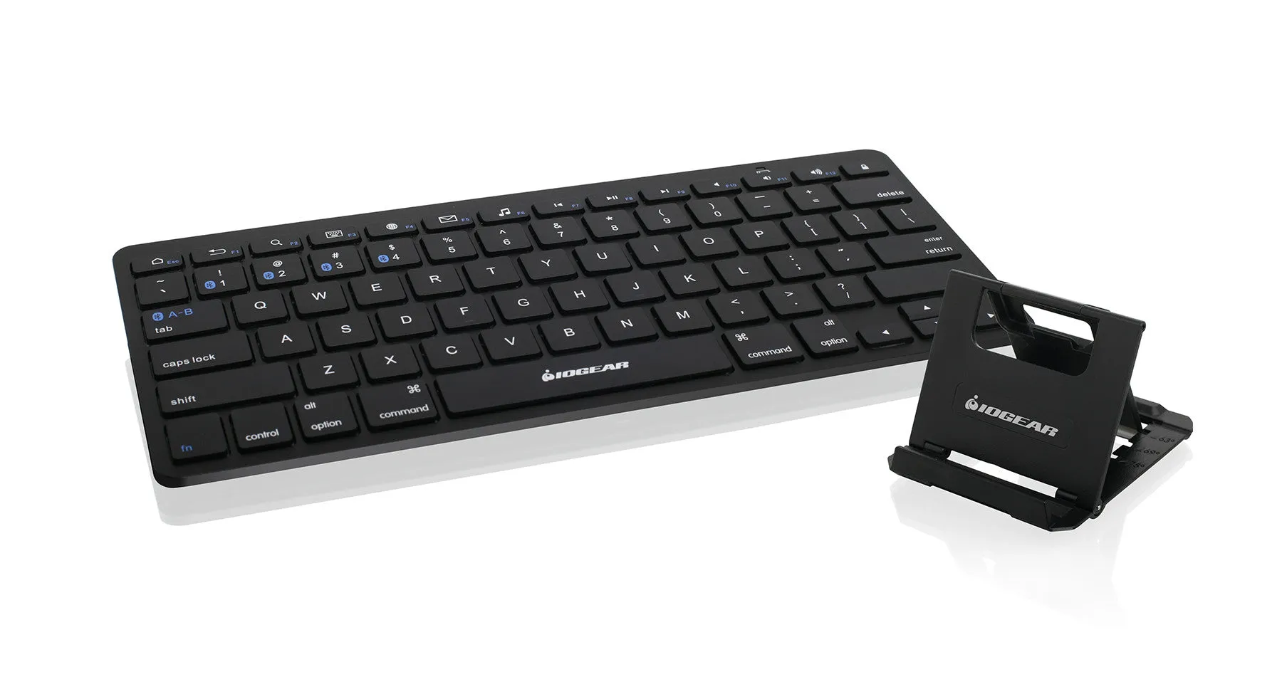 Slim Multi-Device Bluetooth Keyboard with Adjustable Stand for Smartphones and Tablets