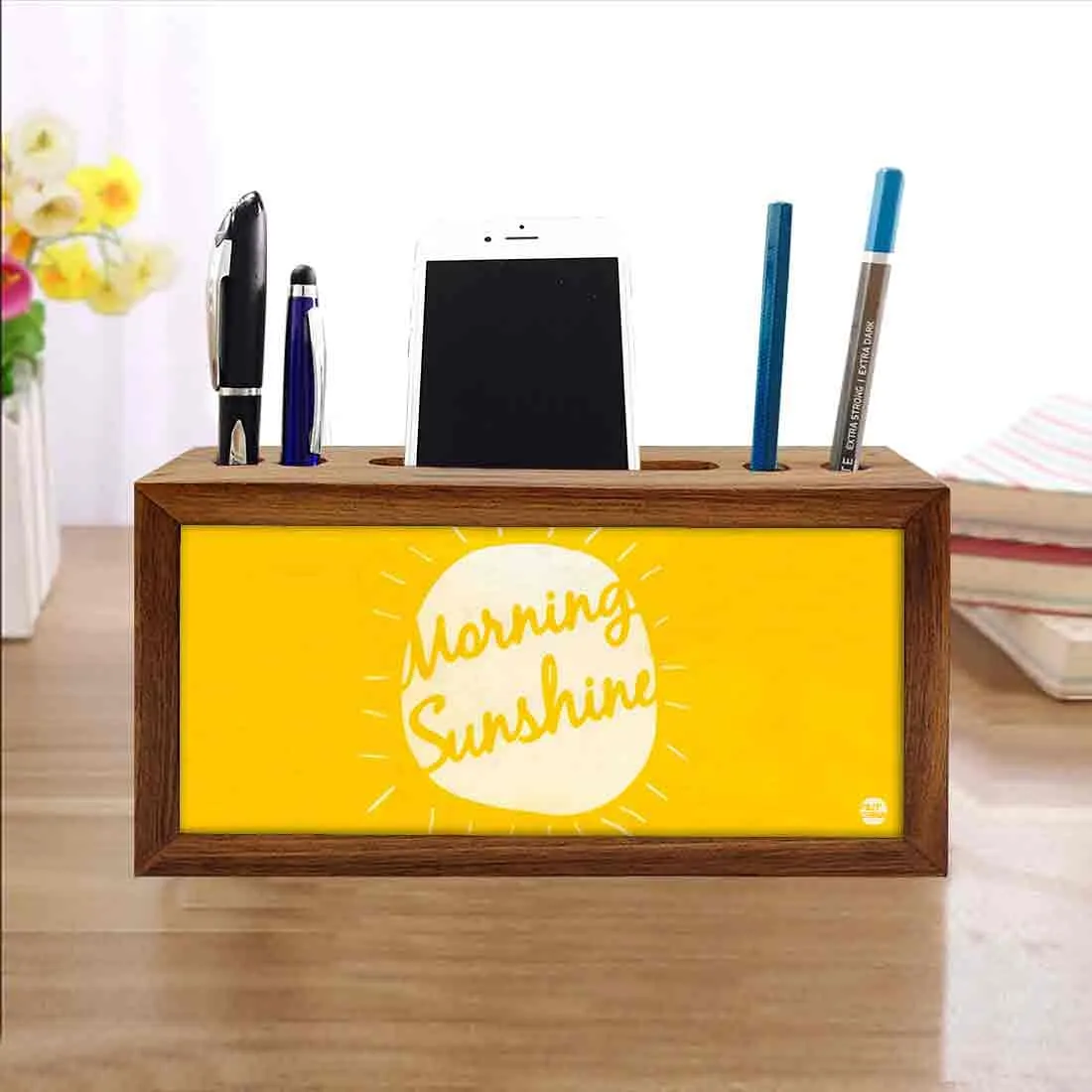 Small Wooden desk organizer - Morning Sunshine