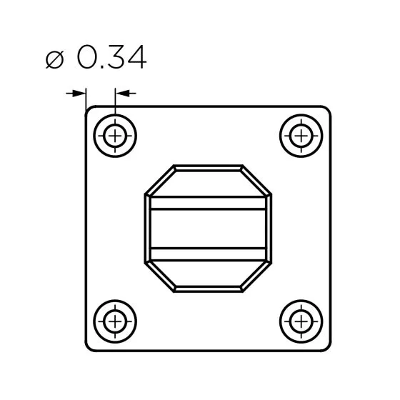 Square | Surface Mount Glass Spigot | Alloy 2205