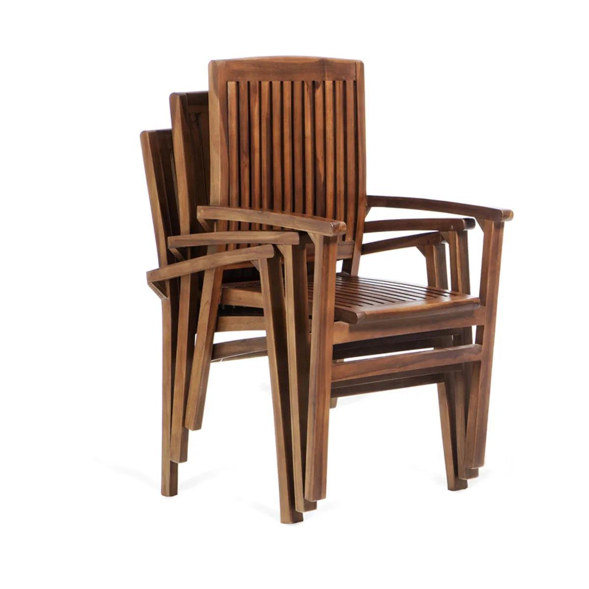 Teak 5-Piece Butterfly Dining Set, Table Extends 50"/75", Seats 6-8 People & Includes Stacking Chairs