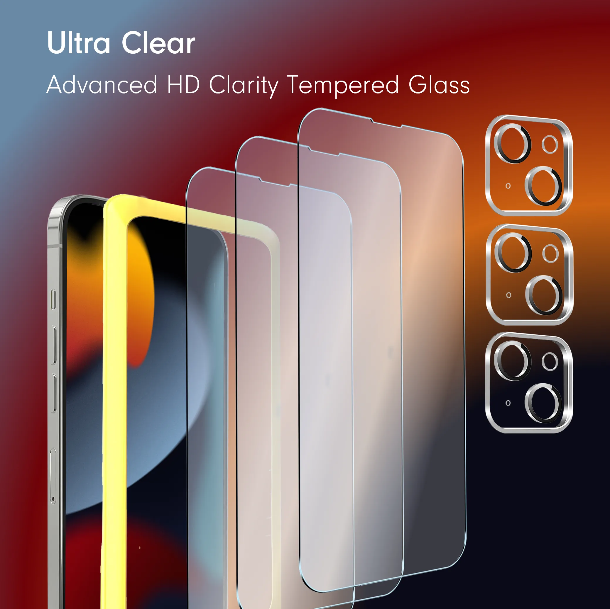 Tempered Glass iPhone Screen & Camera Protector (3-Pack)