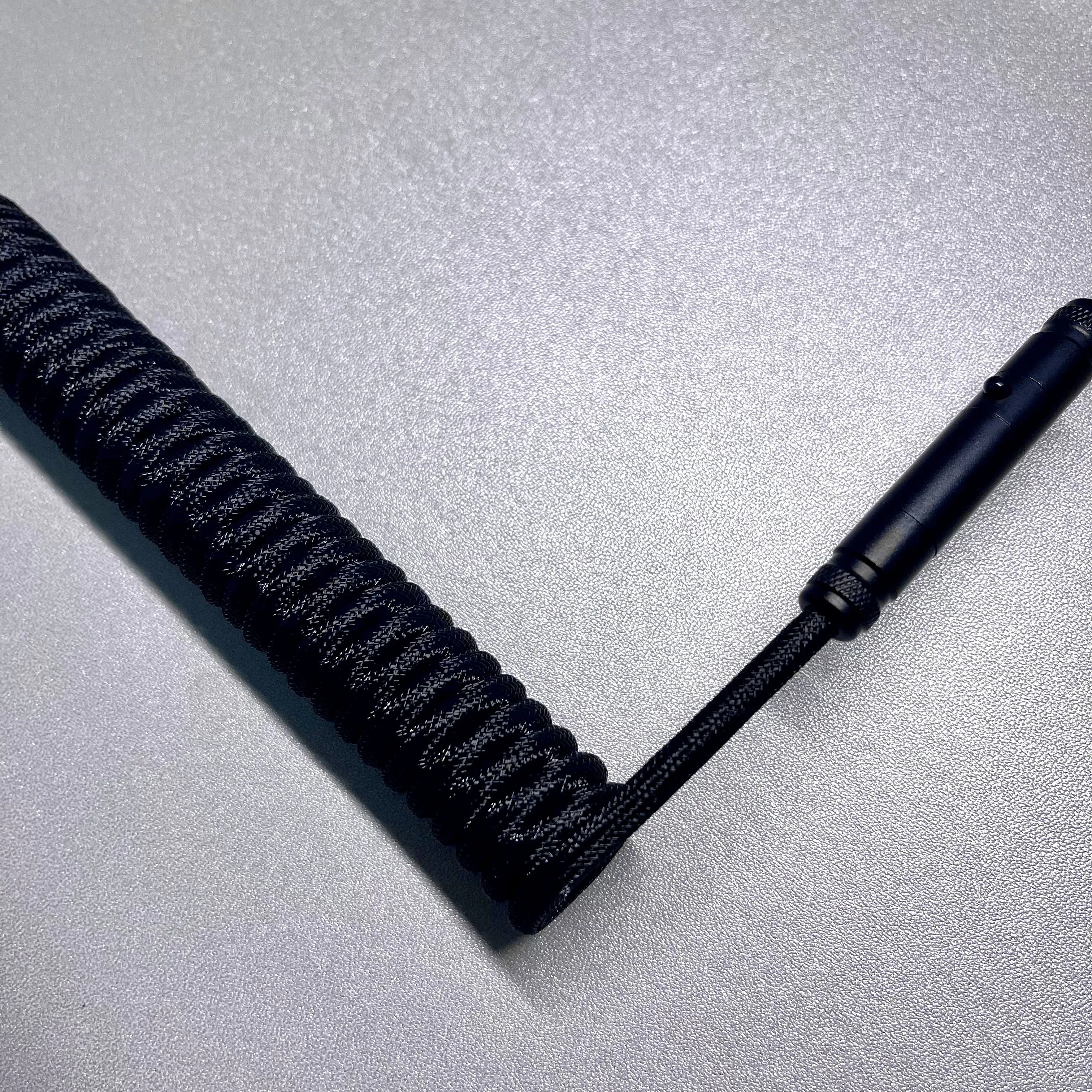 Triple Black Mini XLR Mechanical Keyboard Coiled Cable