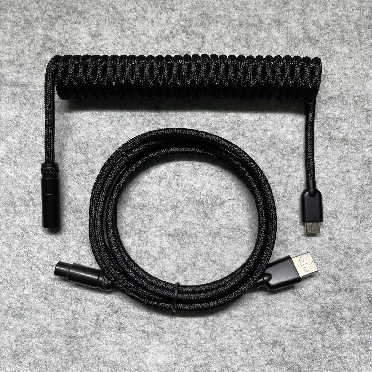 Triple Black Mini XLR Mechanical Keyboard Coiled Cable