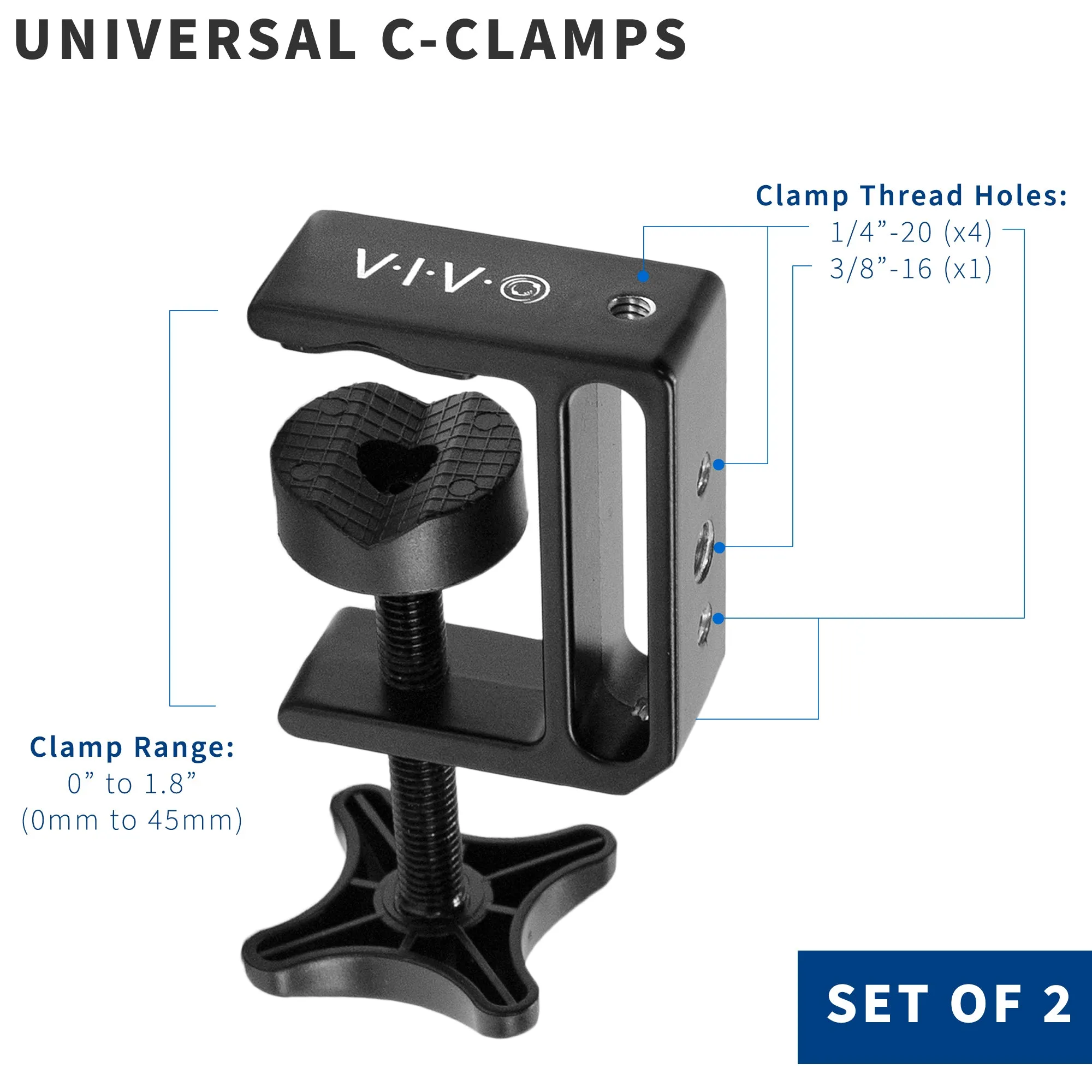 Universal C-Clamp - 2 Pack