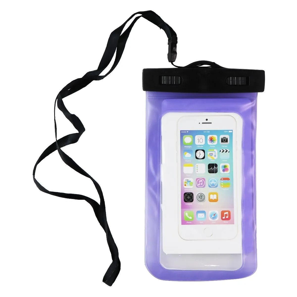 Universal Water Resistant Pouch for Smartphones with Carrying Cord - Purple