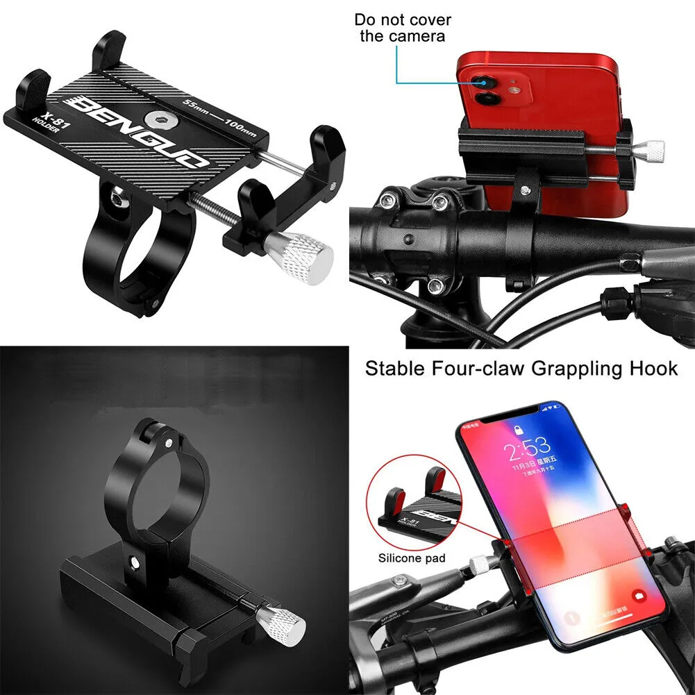 US 2-4 Pc Aluminum Motorcycle Bicycle Universal GPS Phone Holder Mount Handlebar