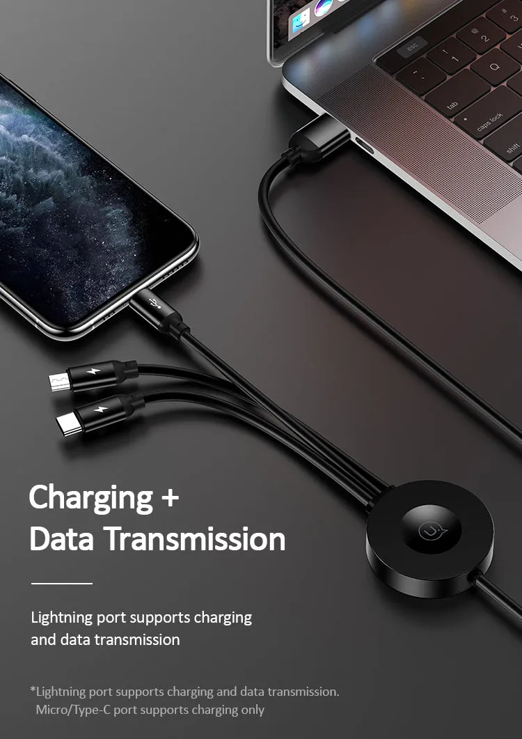 Usams USB Cable - 3IN1 USB Charging & Data Cable   Wireless Charger For Apple Watch US-CC088