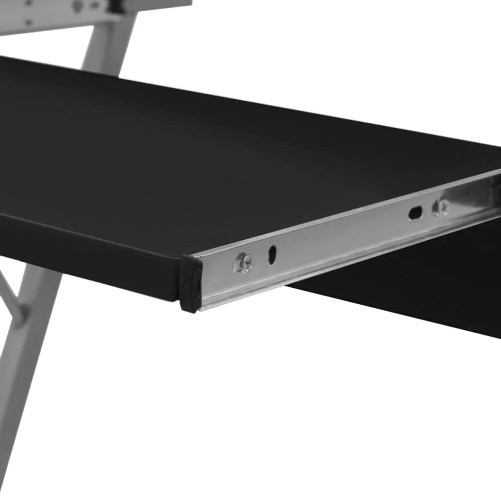 vidaXL Compact Computer Desk with Pull-out Keyboard Tray Black