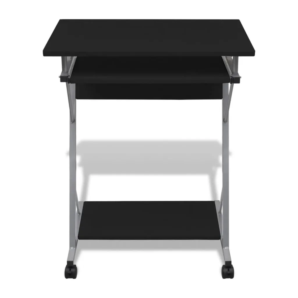 vidaXL Compact Computer Desk with Pull-out Keyboard Tray Black