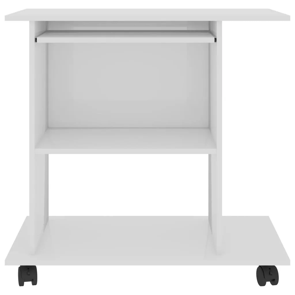 vidaXL Computer Desk High Gloss White 80x50x75 cm Engineered Wood