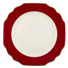 White Georgian ColorSheen Red - Gold Banding - Charger Plate