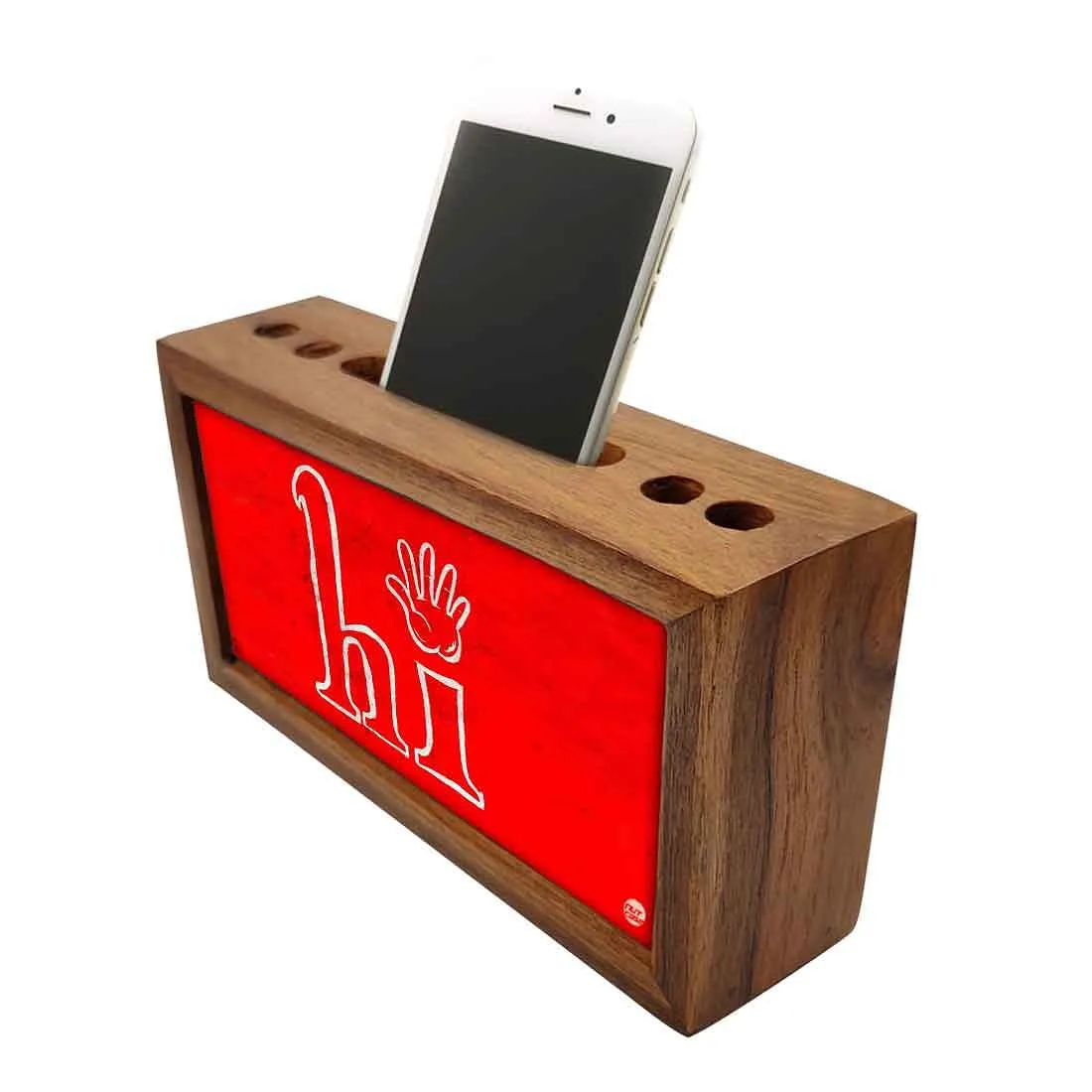 Wood Desk Organizer Pen Mobile Holder for Office - Hi