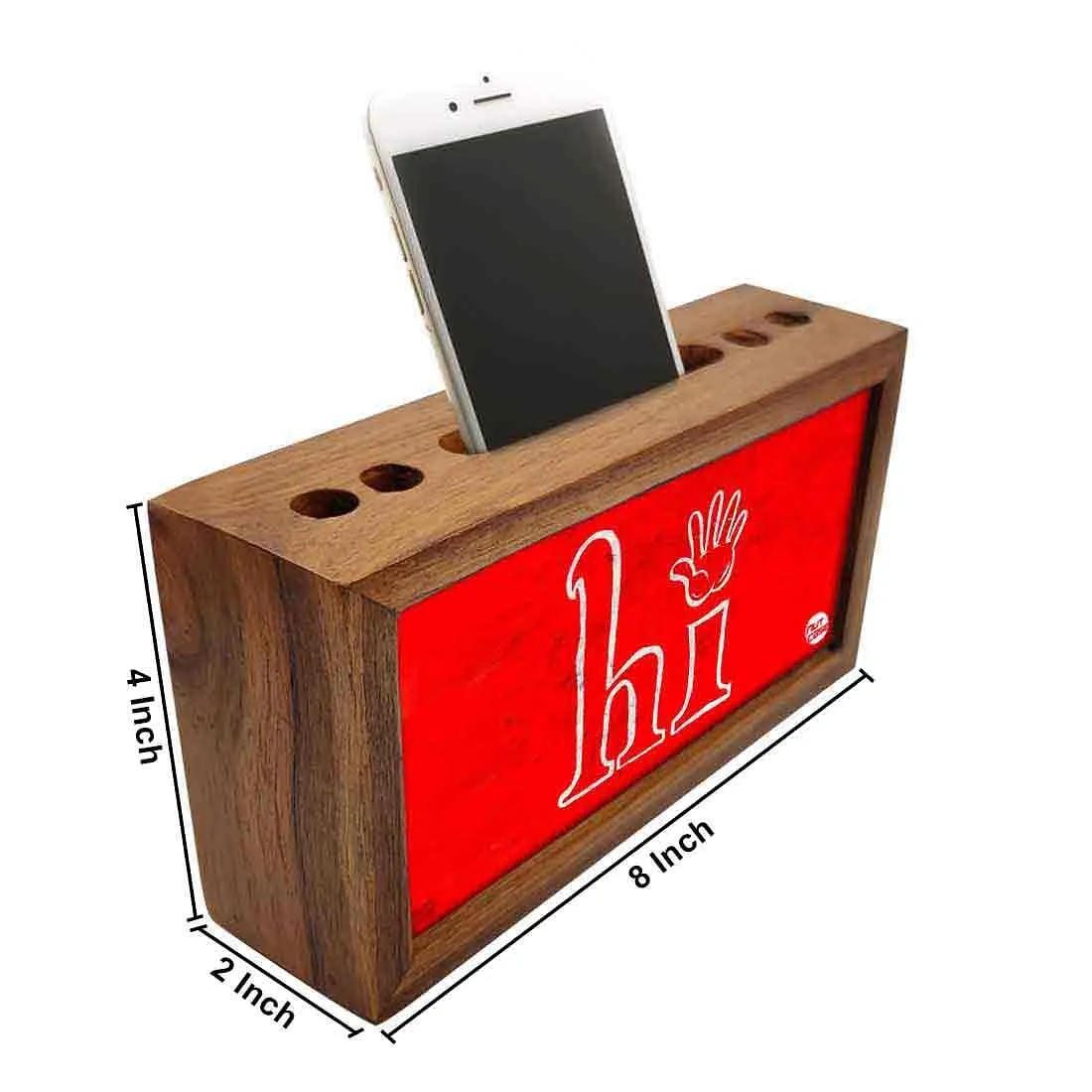 Wood Desk Organizer Pen Mobile Holder for Office - Hi