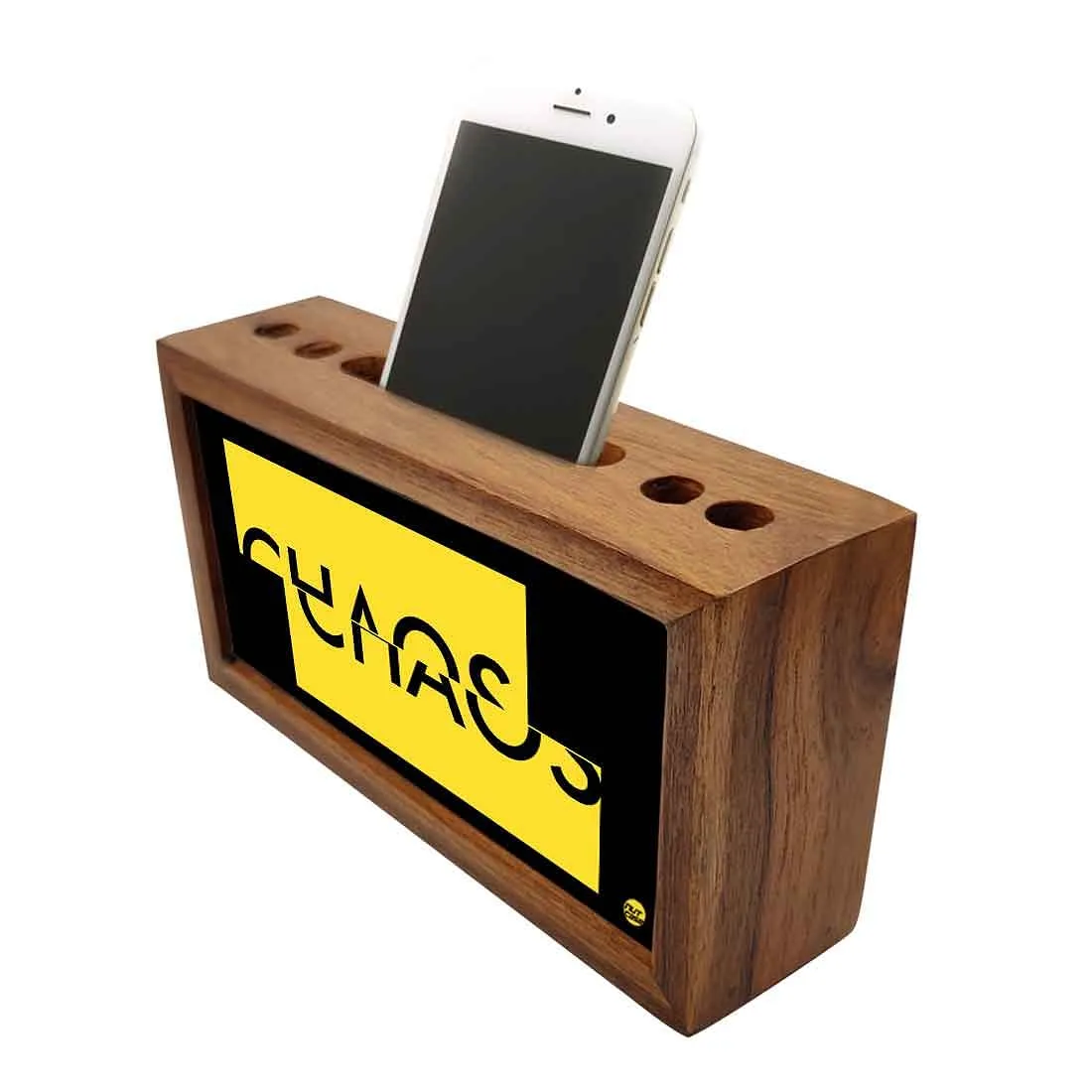 Wooden Desk Organizer Pen Mobile Stand - Chaos