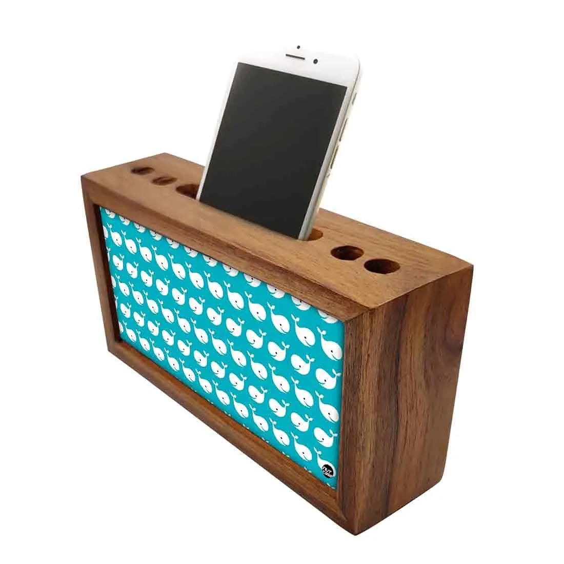 Wooden desktop organiser Pen Mobile Stand - Cute Fish