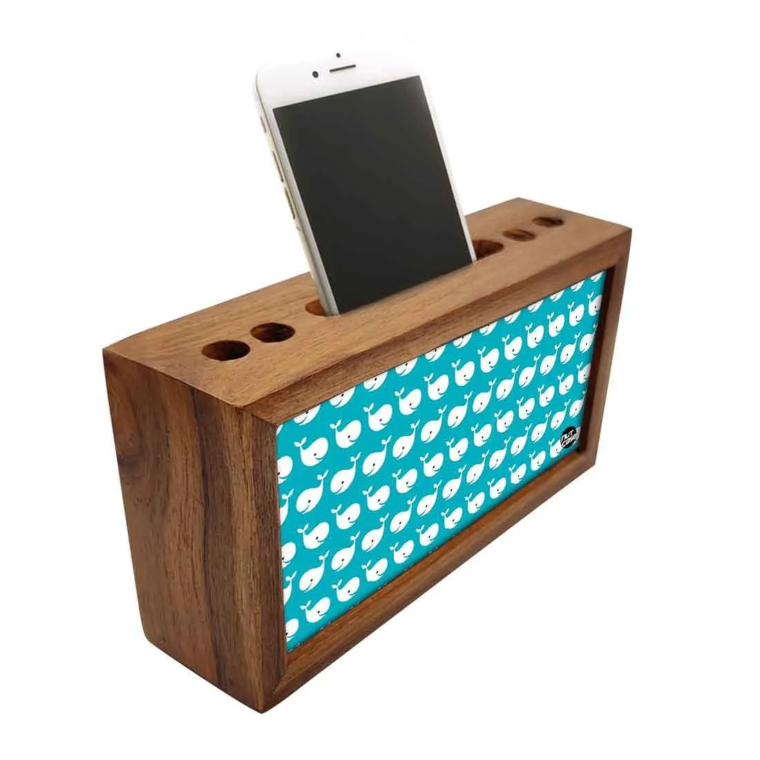 Wooden desktop organiser Pen Mobile Stand - Cute Fish