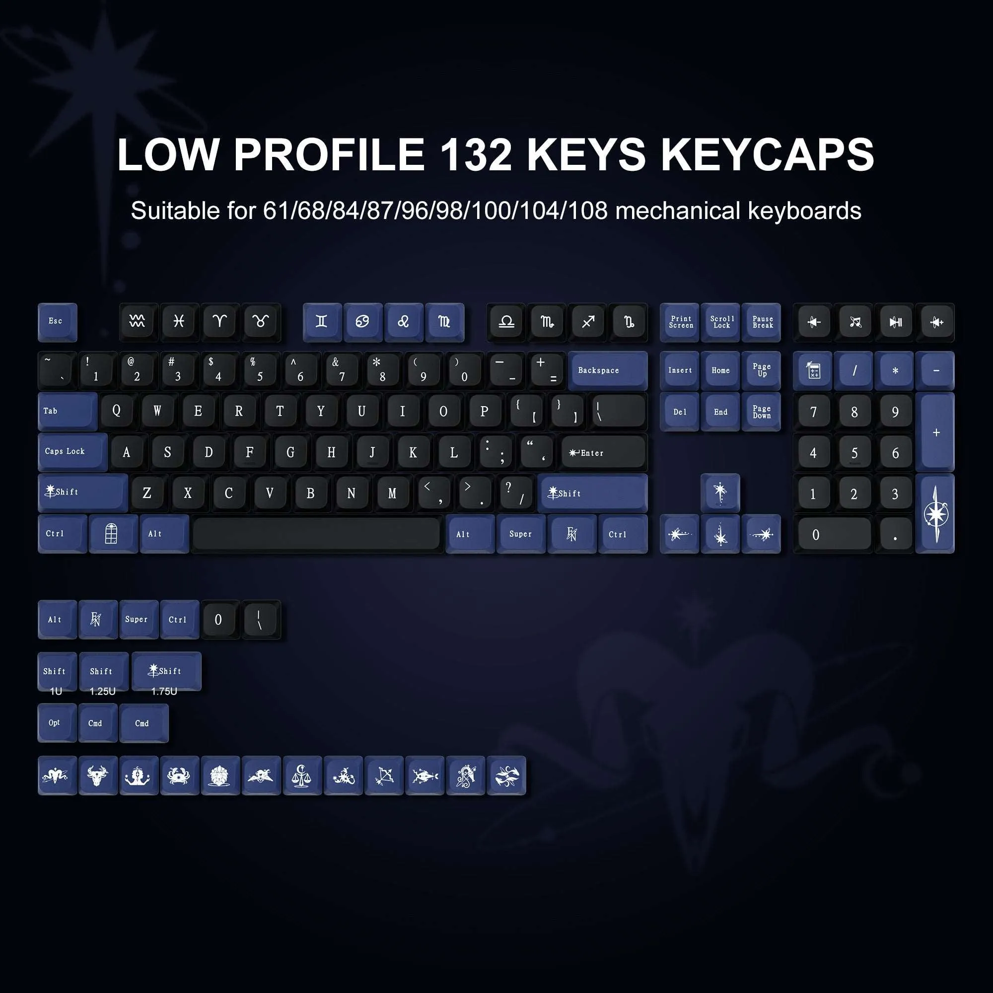 XVX Constellation Low Profile PBT Dye-Sub Keycap (132-Key)