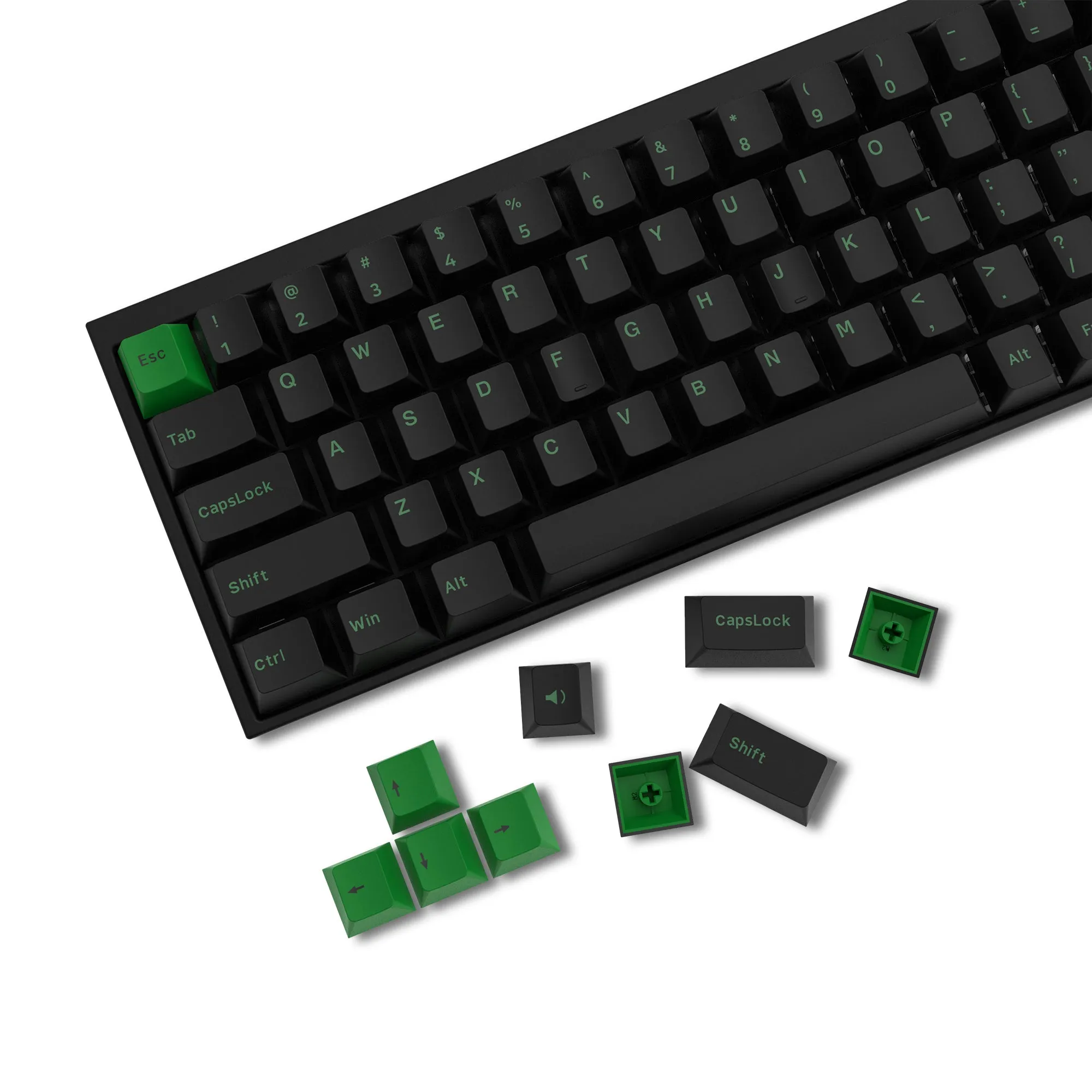 XVX Green on Black Doubleshot Cherry Profile Keycap Set (168-Key)