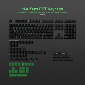 XVX Green on Black Doubleshot Cherry Profile Keycap Set (168-Key)