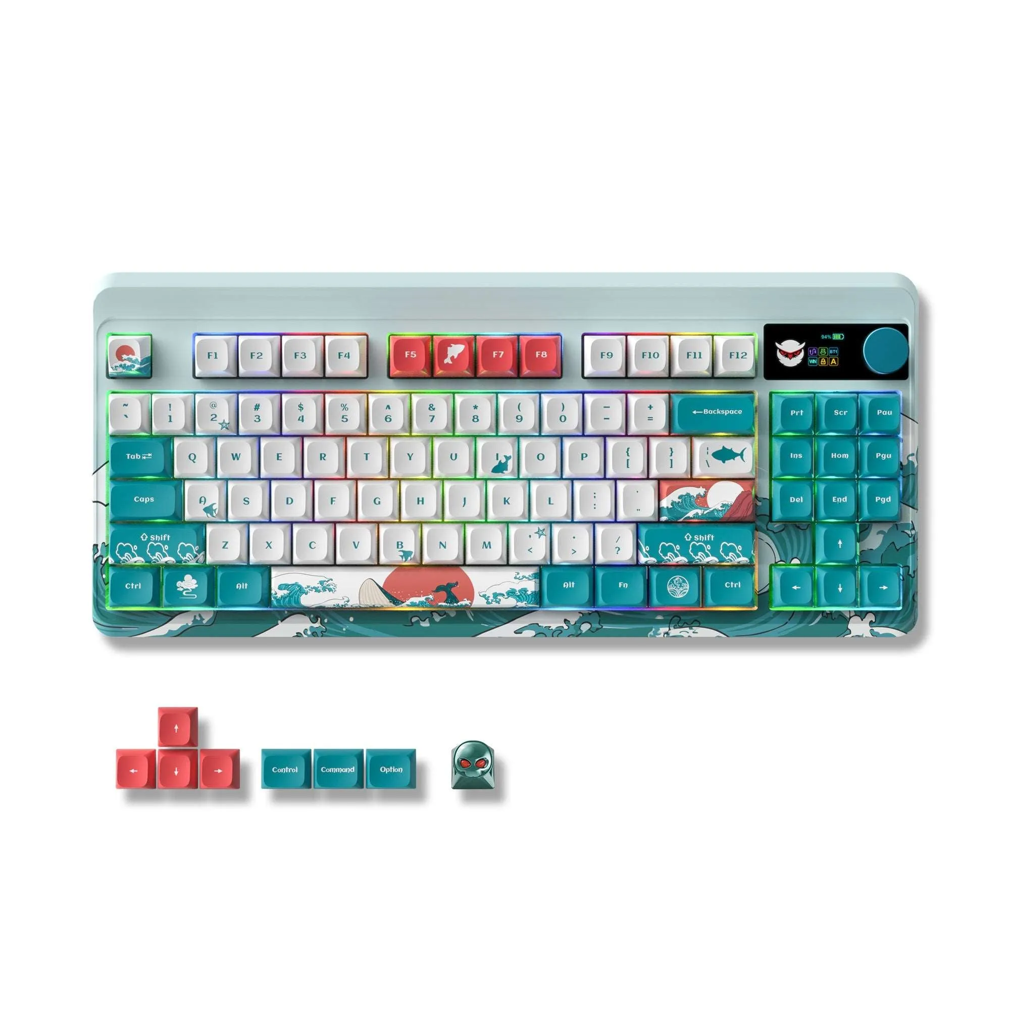 XVX M87 Pro Tri-Mode Smart Display Mechanical Keyboard (Coral Sea/Retro Grey/Shadow)