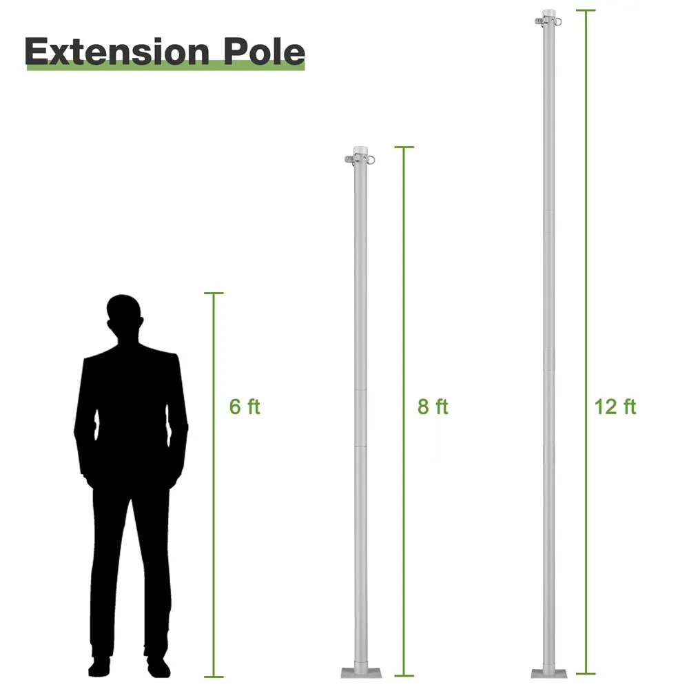 Yescom Shade Sail Posts (Pole, Base, Extension, D-Ring Clamp)