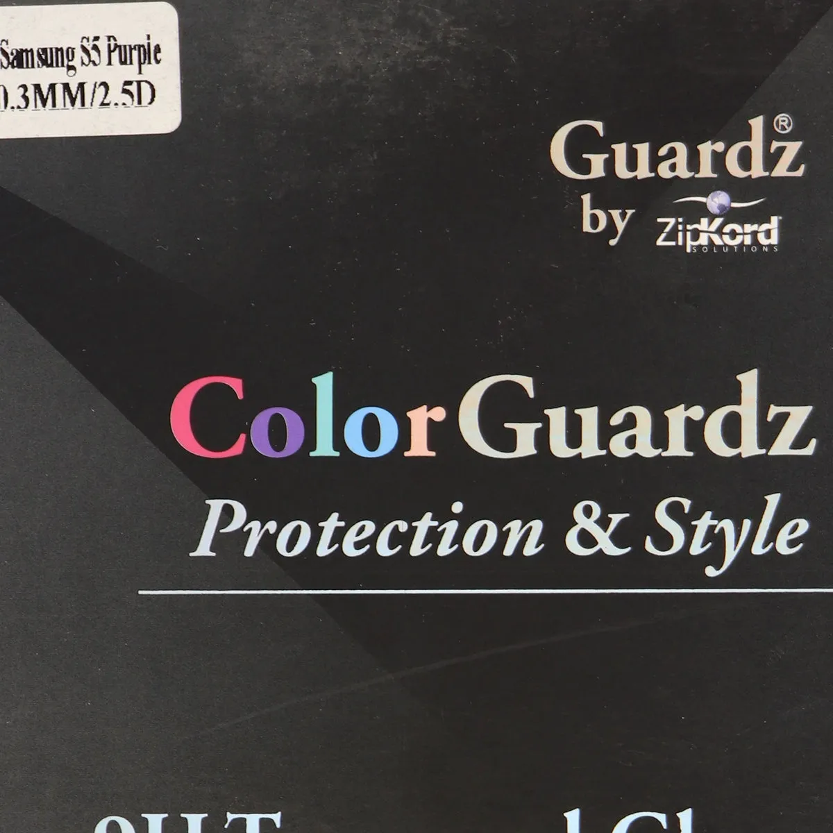 ZipKord ColorGuardz 9H Tempered Glass for Galaxy S5 with Metallic Purple Border