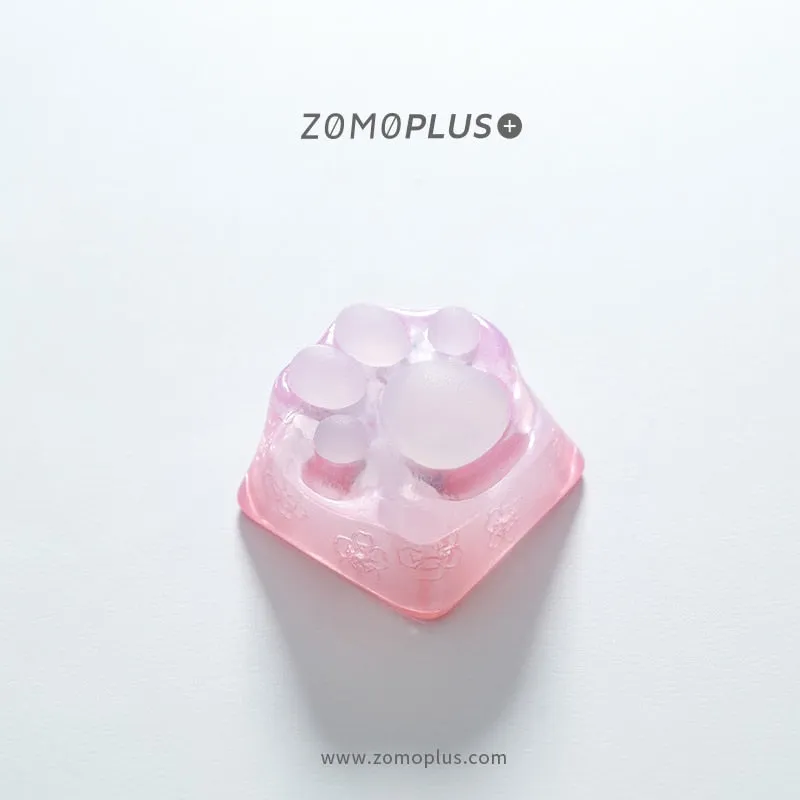 ZOMO PLUS 3D Printed Resin Silicone Cat Paw Keycap ABS & Silicon Artisan Keycap for Mechanical Keyboard Cyan Pink Sakura