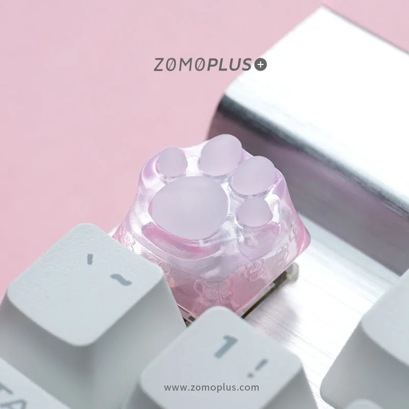 ZOMO PLUS 3D Printed Resin Silicone Cat Paw Keycap ABS & Silicon Artisan Keycap for Mechanical Keyboard Cyan Pink Sakura