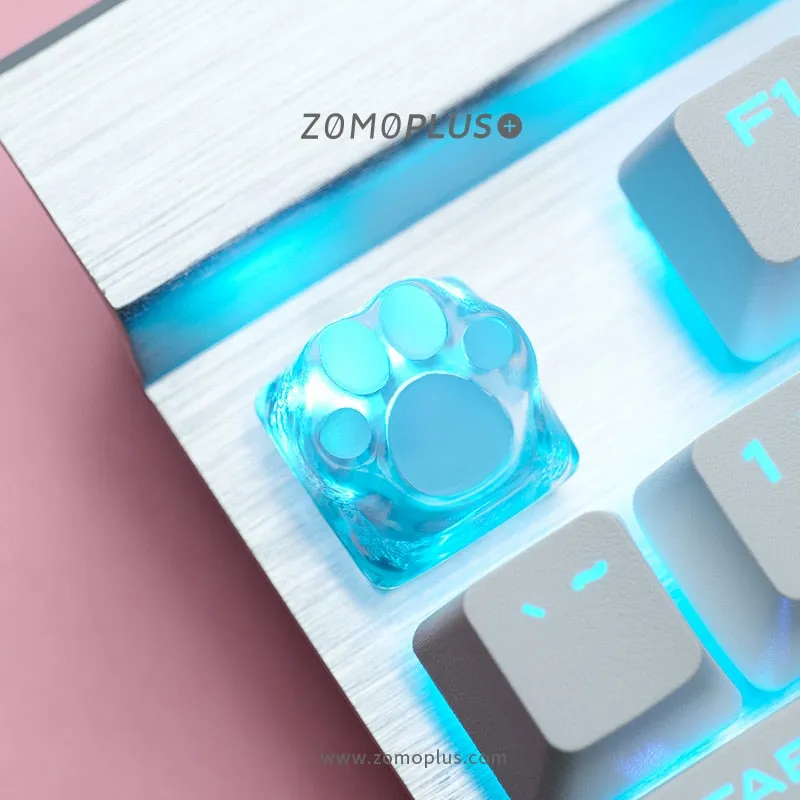 ZOMO PLUS 3D Printed Resin Silicone Cat Paw Keycap ABS & Silicon Artisan Keycap for Mechanical Keyboard Cyan Pink Sakura