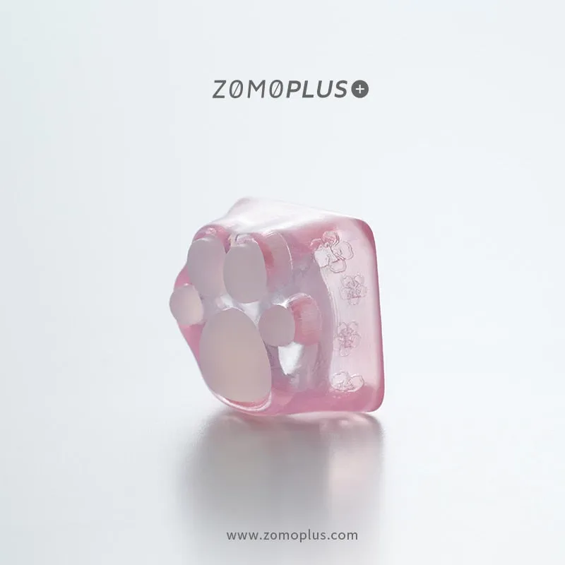 ZOMO PLUS 3D Printed Resin Silicone Cat Paw Keycap ABS & Silicon Artisan Keycap for Mechanical Keyboard Cyan Pink Sakura