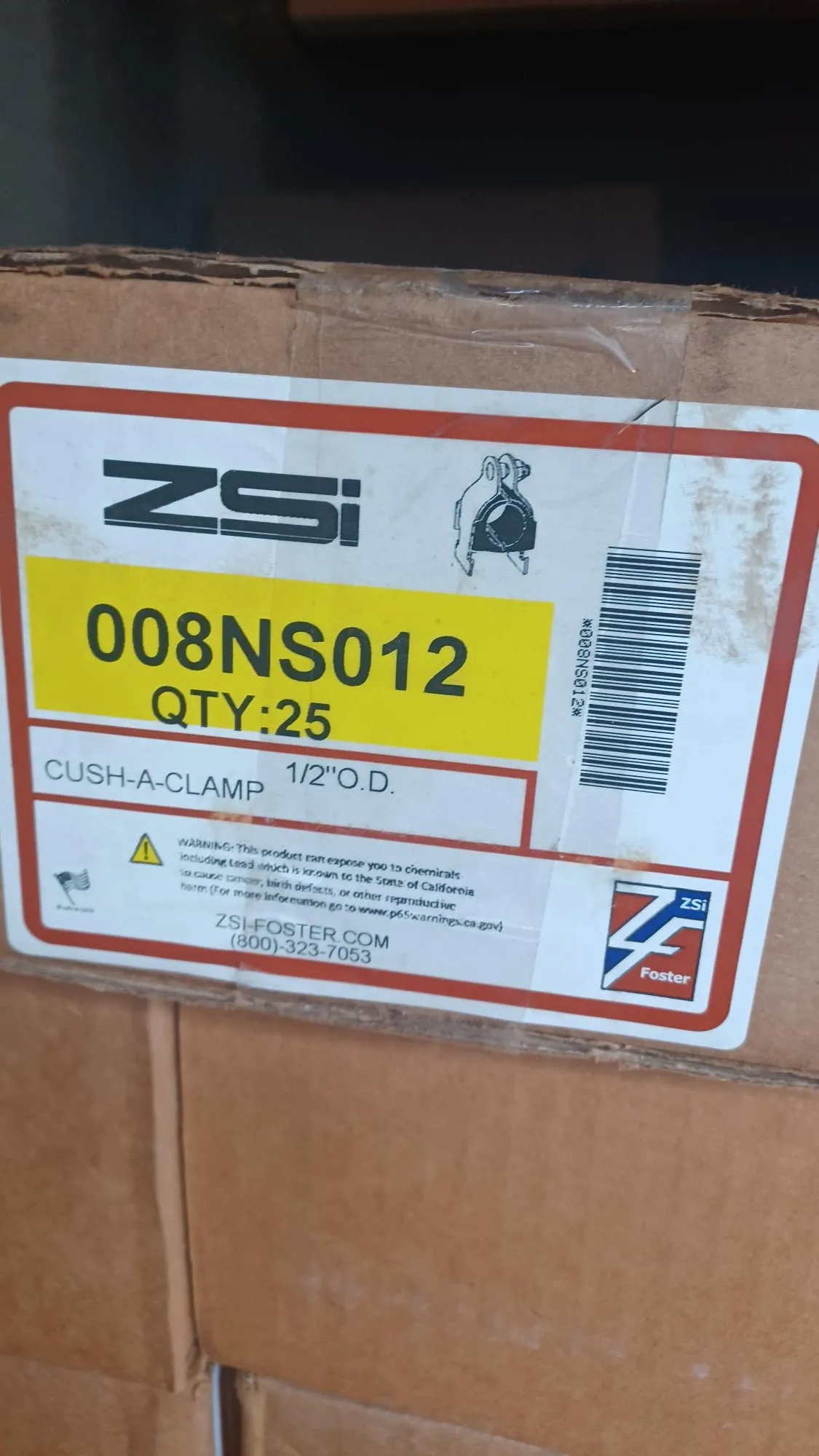 ZSi 008NS012 Cushion Clamp 1/2in. Case of 25 New Surplus